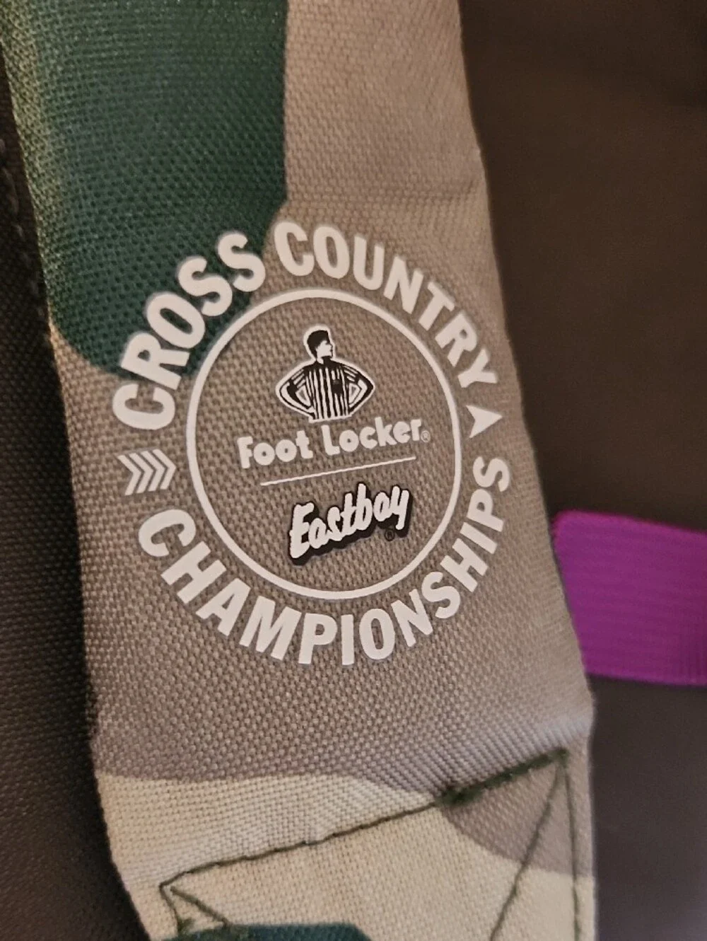 New Balance Green Camo Backpack with Rainbow Stripe and Purple Accents